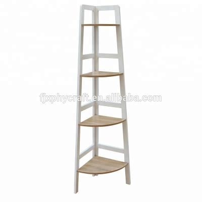 China Solid Wood 4 Tiers Corner Shelf Wood For Storage for sale