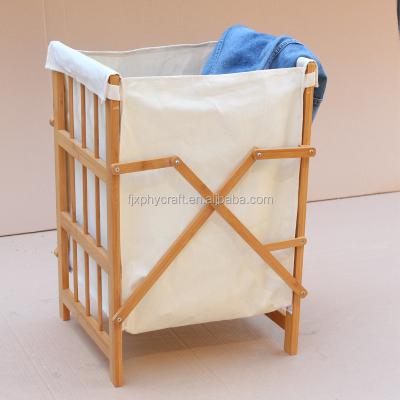 China Collapsible Folding Bamboo Laundry Basket for sale