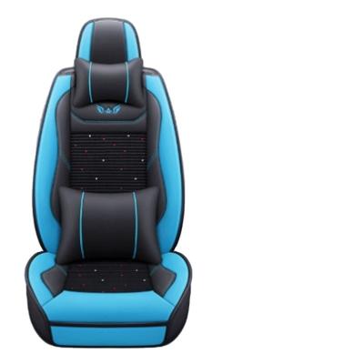 China Customized Logo Luxury Waterproof Car Seat Covers Universal Full Set Pu Leather Seat Covers For 5 Seat Cars Leather and Ice Silk for summer for sale