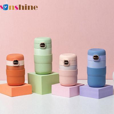 Cina 280ml/380ml minimalist travel tumbler stainless steel insulated coffee cup with silicone sleeve in vendita