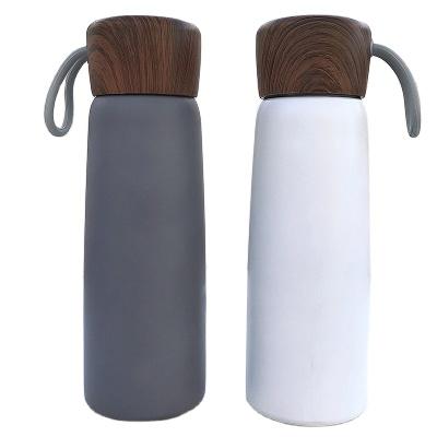 China 500ml Double Wall Vacuum Water Bottle Tumbler With Wooden Lid for sale