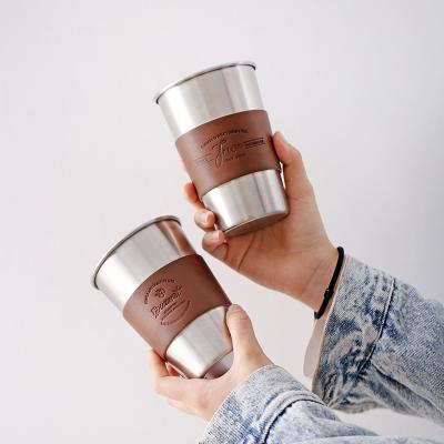 中国 High Quality Borosilicate Leather Cover Insulated Stainless Steel Cup 販売のため