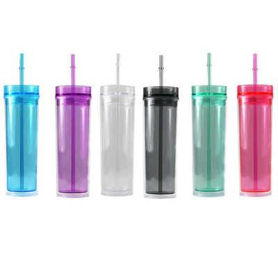 中国 Custom Colorful Transparent Acrylic Double Wall Tumbler with lid and straw 販売のため