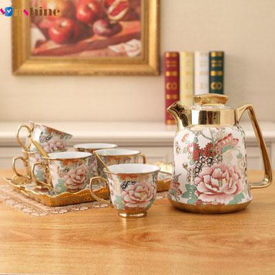 China 6pcs cup one pot one tray nordic bone china tea cup gift set Te koop