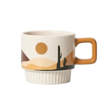 China Nordic ins retro oasis pattern ceramic coffee cup en venta