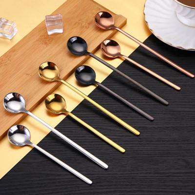 China Long Handle Food Grade Color 304 Stainless Steel Creative Ice Cream Dessert Coffee Stirring Spoon zu verkaufen