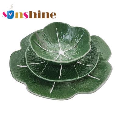 China New design hot plate creative hand painted green cabbage ceramic plate set zu verkaufen