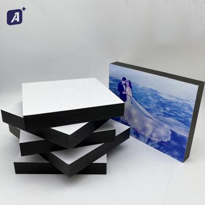 China Minimalist Frameless Self Standing Photo Wall Tiles Desktop Self Standing MDF Photo Block for sale