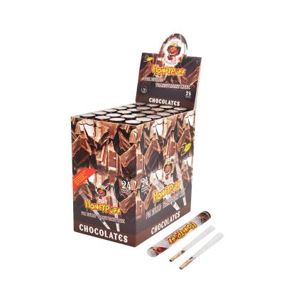 China Chocolate Flavor 78mm Hemp Paper Slow Burning Paper Wide Pre Roll Cones 48 Cones Per Box 78mm for sale