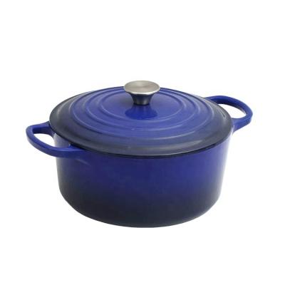 China Sustainable Cast Iron Enamel Casserole Cookware Deep Color Round Covered Casserole Cooking Pots Dutch Oven for sale