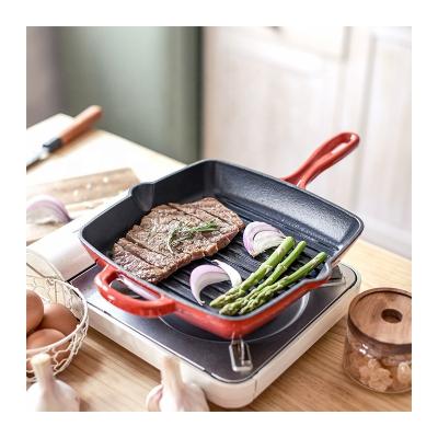 China General Use For Gas And Induction Cooker Die Casting Food Grade Square Nonstick Steak Cooking Grill Pans for sale