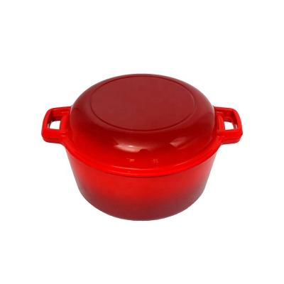 China Viable Kitchen Accessories Enameled Cast Iron Double Use Dutch Oven Pots for sale