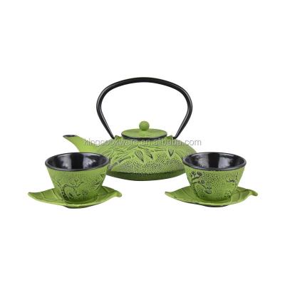 China Sustainable 1200ml Cast Iron Teapot Japanese Teapot Set Green for sale