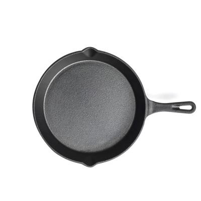 China Viable Wholesale Custom Round Cookware Frying Pan Pre-Seasoned Cast Iron Skillet With Long Handle for sale