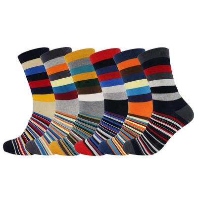 China Quality Breathable Stripes Dress Business Design 6 Pair Wholesale Cotton Mens Custom Packing Socks for sale