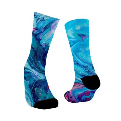 China Fancy Customized QUICK DRY Fancy Service Color Print Polyester Spandex Socks Women's Trend Socks for sale