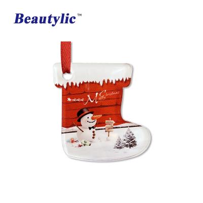 China Christmas Deoration LS-ACO08 Sublimation Christmas Ornament Sublimation Gloss White Heat Transfer Acrylic Photo Printing PMMA Flat Ornament for sale