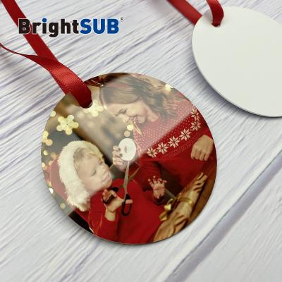 China Brightsub Single Sided 1.0mm Aluminum Matte Sublimation Blank Christmas Ornaments Round Metal Blanks Decoration for sale