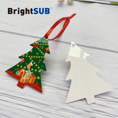 China Single sided brightsub 0.75mm aluminum foil blank sublimation foil christmas ornaments tree metal blanks decoration for sale