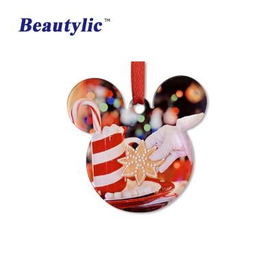 China Christmas Deoration LS-ACO11 Sublimation Christmas Ornament Sublimation Gloss White Heat Transfer Acrylic Photo Printing PMMA Flat Ornament for sale