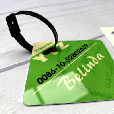 China Glossy BrightSUB 1.0mm Glossy Sublimation Foil Luggage Tag Metal Metallic Blank Dye Heat Transfer Photo Printing Bag Tag Custom Blanks for sale