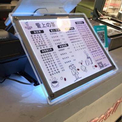 China Indoor Menu Light Box Order Rack Table Coffee Tea Milk Acrylic Frame Advertising Light Boxes for sale