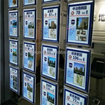 China Restaurant A4 Size Estate Agent Real Lead Crystal Hanging Light Box For Wall Window Display for sale