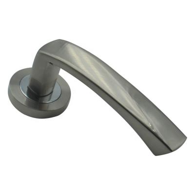 China Modern bedroom door lever handle with round rosette zamak metal handle for sale