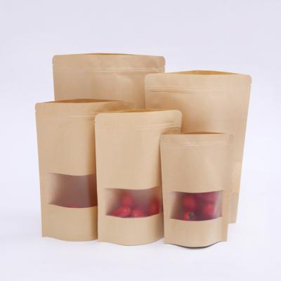 China Recycled Materials Heat Seal Semi-Transparent Ziplock Bags Stand Up Pouch Kraft Paper Zip Lock Bag for sale