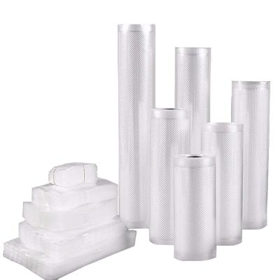 China Custom nylon pe plastic storage bag resealable rhombic embossed vacuum sealed roll moisture proof for sale