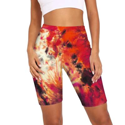 China Breathable Ladies Tie Dye Printed High Waist Yoga Pants Comfortable Sports Tights Can Be Customized for sale