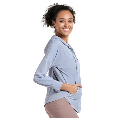 China Breathable Fitness Sportswear Sun Protection Shirt Training Running Zipper Ladies Long Sleeve Sweatshirt for sale