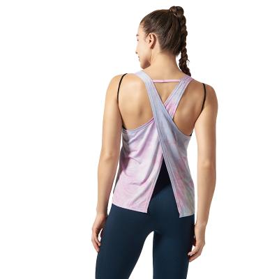 China Fashionable breathable quick-drying, lightweight and comfortable design women's sports cross-back top t-shirt, for sale