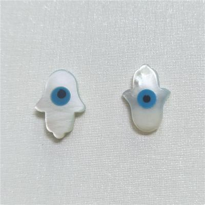 China Wholesale cheap hamsa cabochon shell evil eye turkey blue eye polishing pearl jewelry for sale