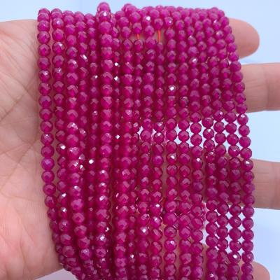 China DIY Jewelry Making Wholesale High Quality Faceted Round Red Corundum Stone Beads For Jewelry Making DIY Bracelet Necklace Handmade Women for sale