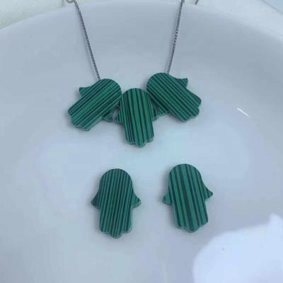 China Jewelry Accessories Wholesale Custom Made Synthetic Malachite Hamsa Beads Charms DIY Jewelry Making Accessories for sale