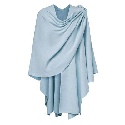 China Newest Women's Big Cross Anti-wrinkle Women's Elegant Knitted Front Poncho Sweater Wrap Topper Cape Shawls for sale