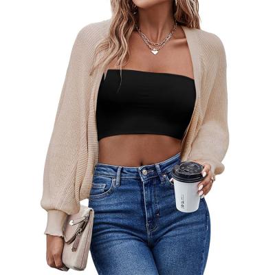 China Anti-Wrinkle Microprocessor Women's Batwing Long Sleeve Knitted Bolero Cropped Front Cardigan Open Shrugs Casual Elegant for sale