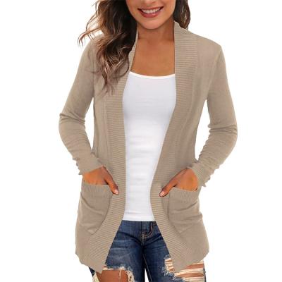 China Factory direct supply Anti-wrinkle women's cardigans with pockets Front Cardigan Sweaters open casual lightweight for sale