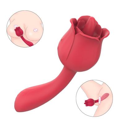 China Hot Adult Masturbators Sex Toys Vibradores Mounted Tongue Vibrating Teasing Sucking Vibrator Women Masturbators Rose Vibrator With Handle for sale