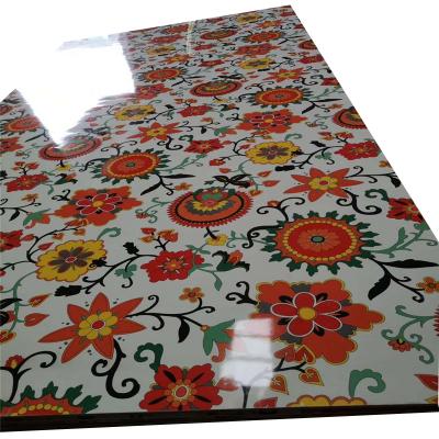 China Modern design 1.6mm flower color paper faced plywood / PU covered poplar plywood for sale