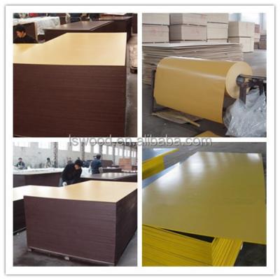 China Outdoor HDO/MDO film faced plywood, yellow plywood film faced plywood with logo for sale