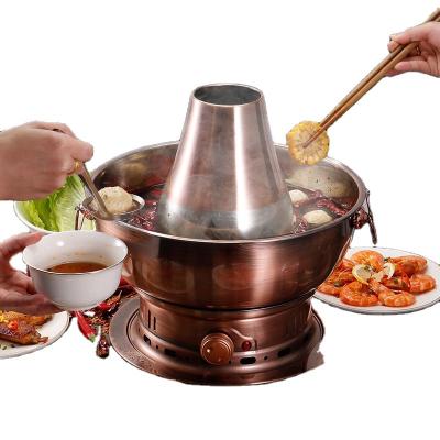 China Viable Indian Brass Boiler Food Commercial Shabu Family Potluck Classic Charcoal Chafing Dish for sale