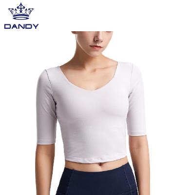 China High Quality Fashionable Custom Made Breathable Solid Shorts Yoga Half Sleeves Top T-Shirt for sale