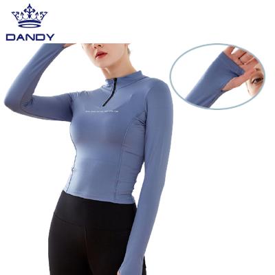 China Custom Made Sexy Stylish Breathable Yoga Gym Women Long Sleeve T-Shirt Outdoor Anti-UV Jacket With Zipper for sale