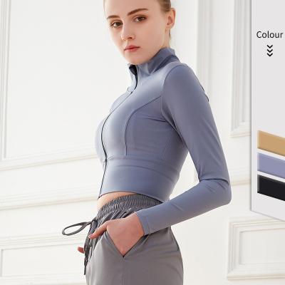 China Breathable Comfortable Gym Fitness Women Yoga Jacket Slim Ladies Sheath Long Active Wear Full Zipper Sports for sale