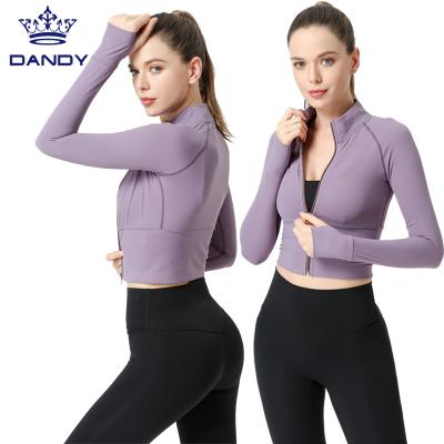 China Long Sleeve Sports Jackets Running Zipper Sale Yoga Jacket Women Workout Slim Fit Quick Dry Warm Breathable for sale