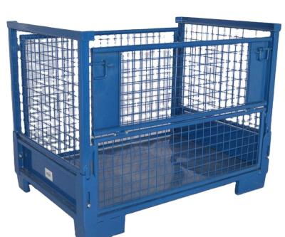 China Folding And Stackable Powder Coating Storage Collapsible Steel Wire Mesh Container Stackable Stillage Cage for sale