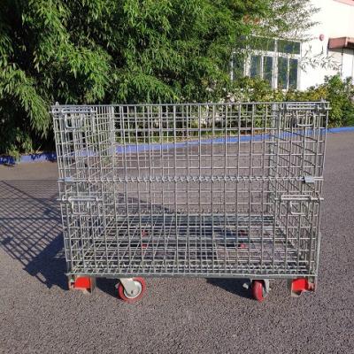 China warehouse wire mesh cage container with casters wheels 1500kg for sale