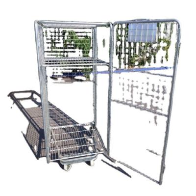 China Rolling Cage Container Logistics Rolling Cage Supermarket Storage Collapsible Collapsible Stackable Roll Cart Roll Container Trolley for sale